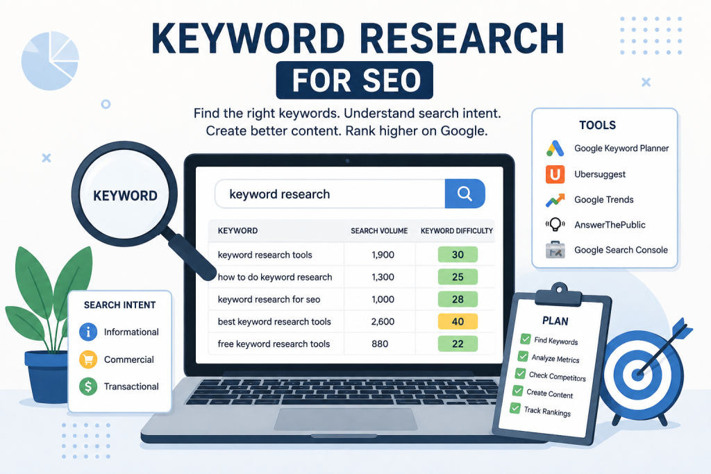 Keyword research for SEO using keyword research tools